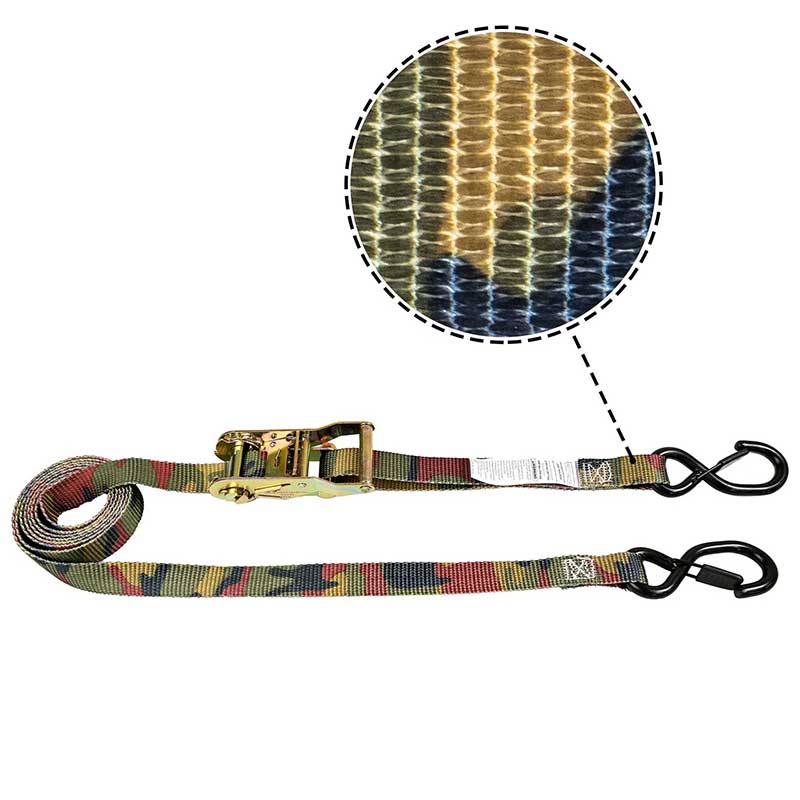 1'' X 8' Camouflage ferrum palpate Ratchet accingatur cum Vinyl-coated S-Hook et custodi