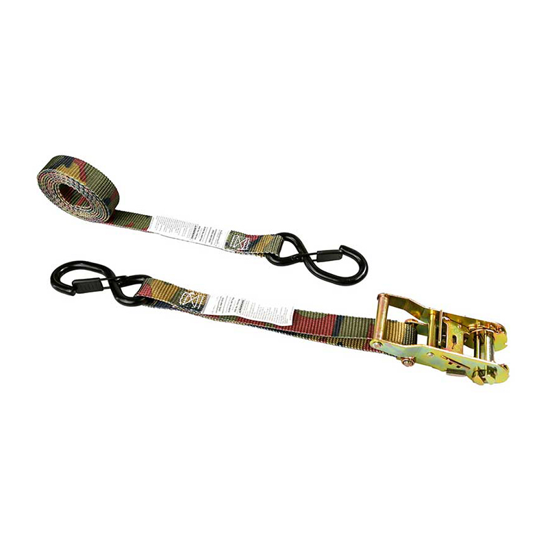 1'' X 8' Camouflage ferrum palpate Ratchet accingatur cum Vinyl-coated S-Hook et custodi
