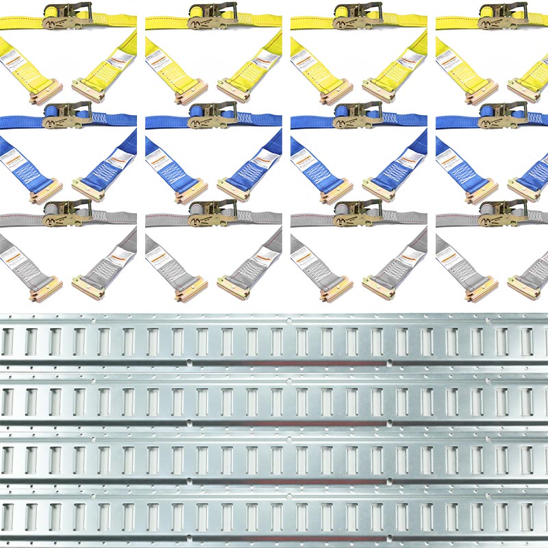 In 4-Pack 5FT Galvanized Rails Ratchet Straps E -Track Kit
